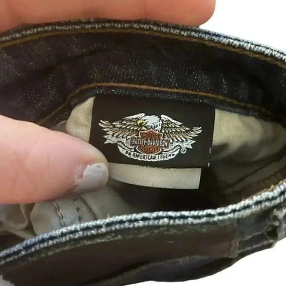 Harley Davidson Vintage Women's Dark Wash Straight Leg Biker Jeans 12‎ LONG - Picture 9 of 9